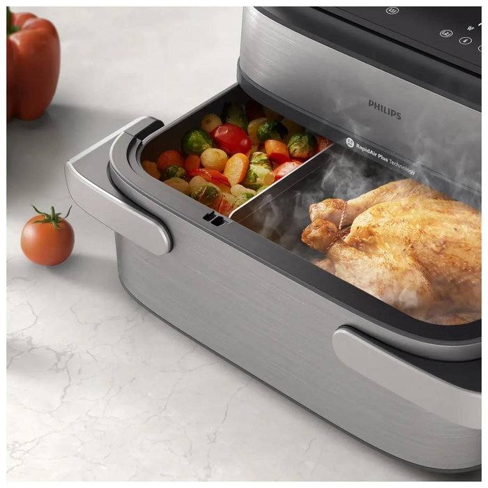 Philips Airfryer NA565 02 Megabasket 9,5L 2750W Plata y Negro
