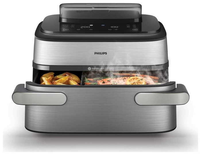 Philips Airfryer NA565 02 Megabasket 9,5L 2750W Plata y Negro