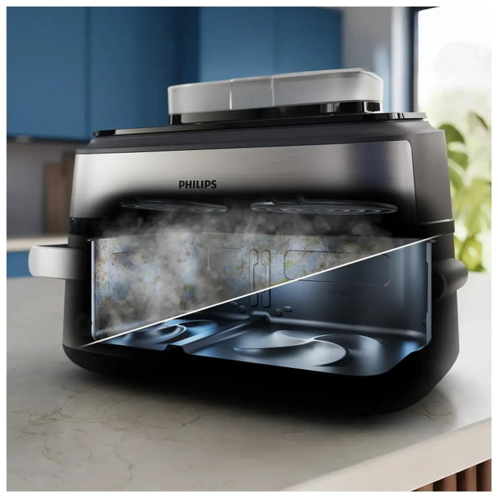 Philips Airfryer NA565 02 Megabasket 9,5L 2750W Plata y Negro