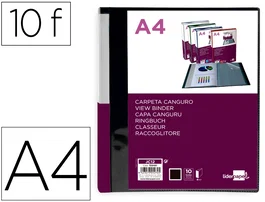 Liderpapel Carpeta de 10 fundas canguro DIN A4 negro opaco