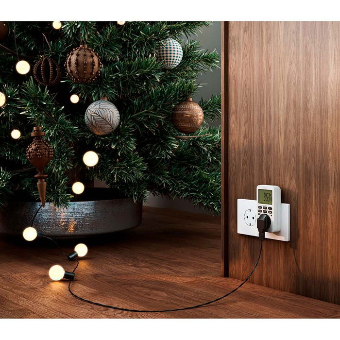 Simon Programador digital semanal Af711202, Temporizador 16A 230V, control energía hogar, función simulación presencia, pantalla LCD, 10 programas, IP20