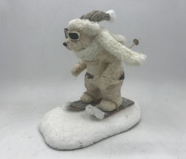 DKD Home Decor Figura de Oso Esquiando Blanco