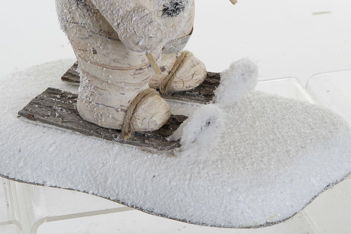 DKD Home Decor Figura Navidad Oso Esquiando Blanco Poliester Porexpan 19 x 31 x 30 cm