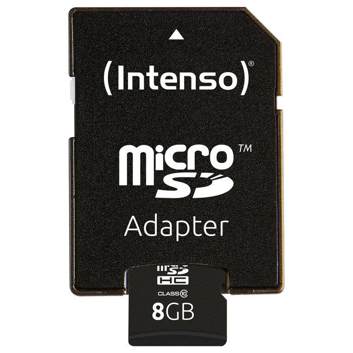 Intenso Tarjeta MicroSDHC de 8GB Clase 10, Velocidad de Lectura 25MB/s, Referencia 3413460