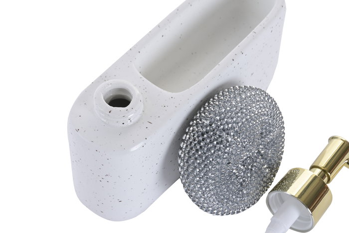 DKD Home Decor Dosificador Dolomite ABS Blanco y Dorado Pack de 2