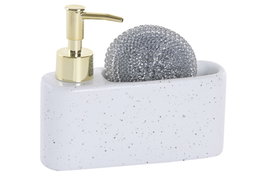 DKD Home Decor Dosificador Dolomite ABS Blanco y Dorado Pack de 2