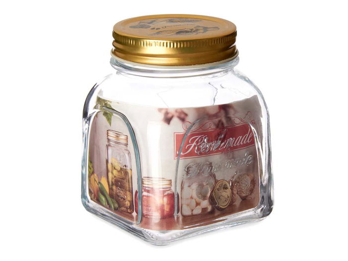 Pasabahce Tarro Homemade 500ml Vidrio Metal Oro Transparente 9 x 11.3 x 9 cm (Set de 24)