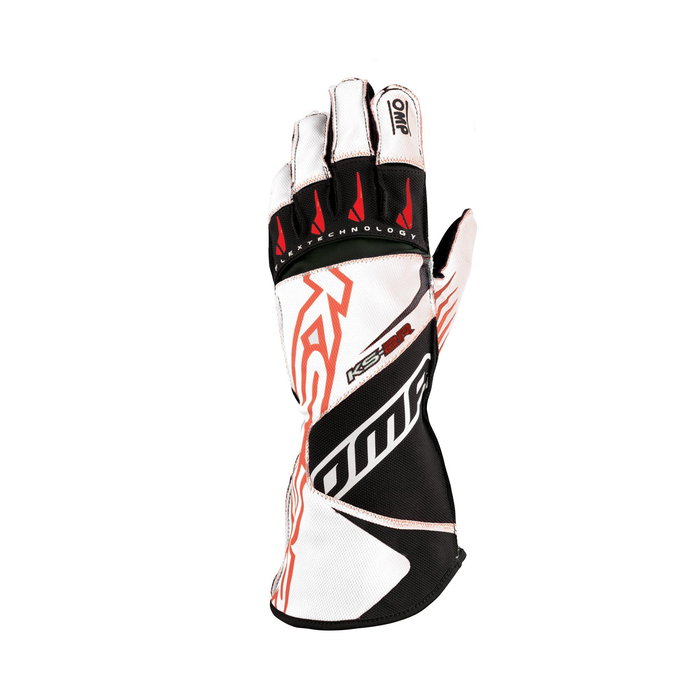 OMP Guantes de Karting KS-2R MY2022 Blanco/Rojo - Talla M - Referencia OMPKB0-2749-A01-120-M