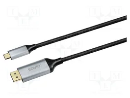 SAVIO Cable USB-C a DisplayPort 1.4, 2m, Negro