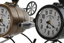 DKD Home Decor Reloj Sobremesa Loft Dorado Negro Metal Pvc Helicopter 2 Unidades 23 x 24 x 18 cm