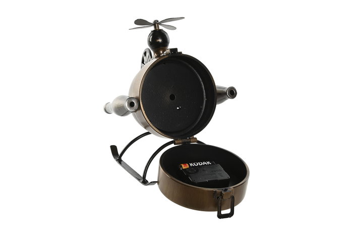 DKD Home Decor Reloj Sobremesa Loft Dorado Negro Metal Pvc Helicopter 2 Unidades 23 x 24 x 18 cm