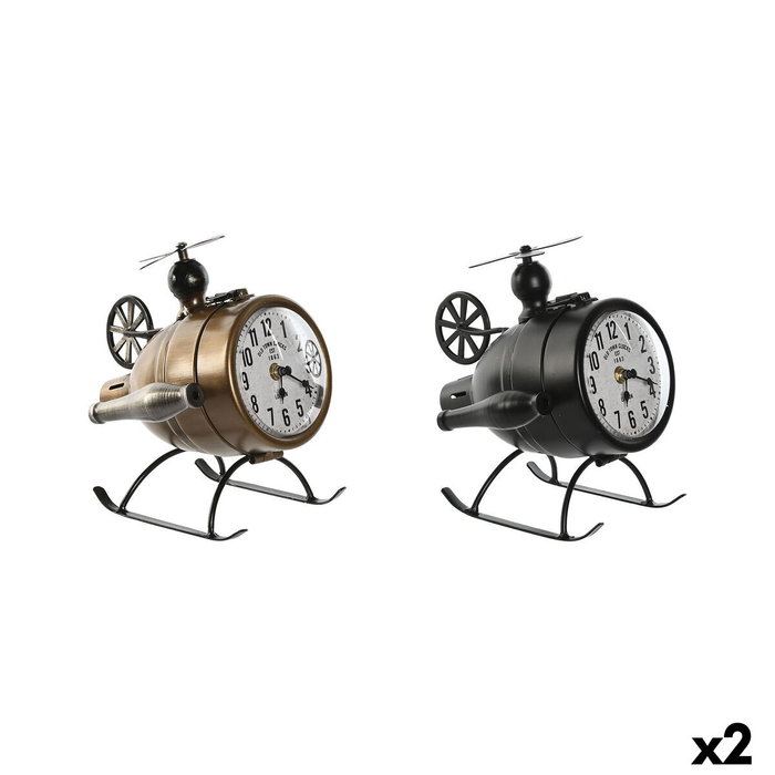DKD Home Decor Reloj de Sobremesa Metal Helicopter Surtido de 2 Unidades