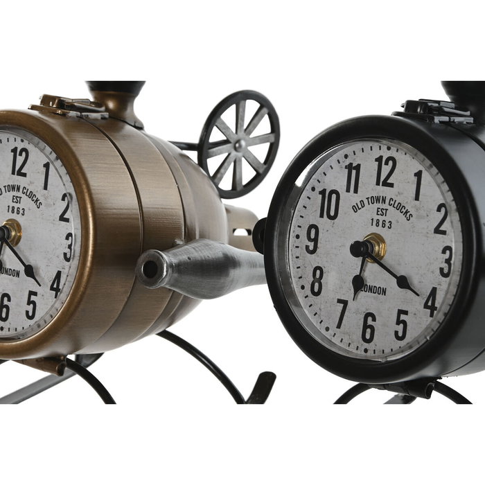 DKD Home Decor Reloj de Sobremesa Metal Helicopter Surtido de 2 Unidades
