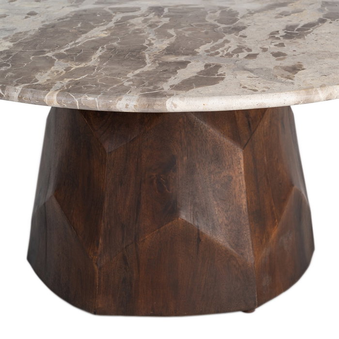 Mesa Centro Madera-Mármol Salón 90 X 90 X 40 cm