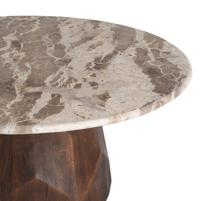 Mesa Centro Madera-Mármol Salón 90 X 90 X 40 cm