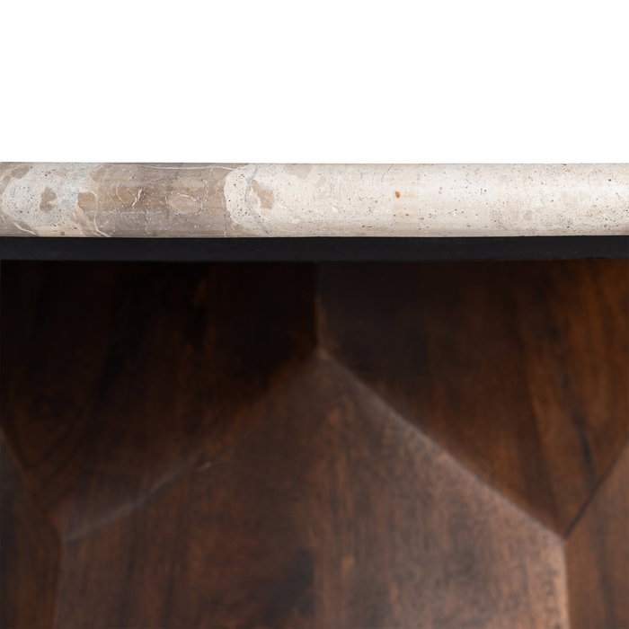 Mesa Centro Madera-Mármol Salón 90 X 90 X 40 cm