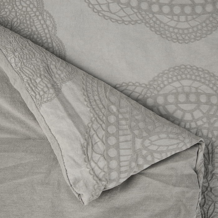 DKD Home Decor Colcha de Algodón Jaquard Gris 180x260 cm