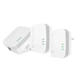 Strong Powerline 600 Triple Pack Mini - 3 Adaptadores PLC HomePlug AV, Ethernet 10/100 Mbit/s (600 Mbit/s, IEEE 802.3/802.3u, Blanco, 3 Piezas)