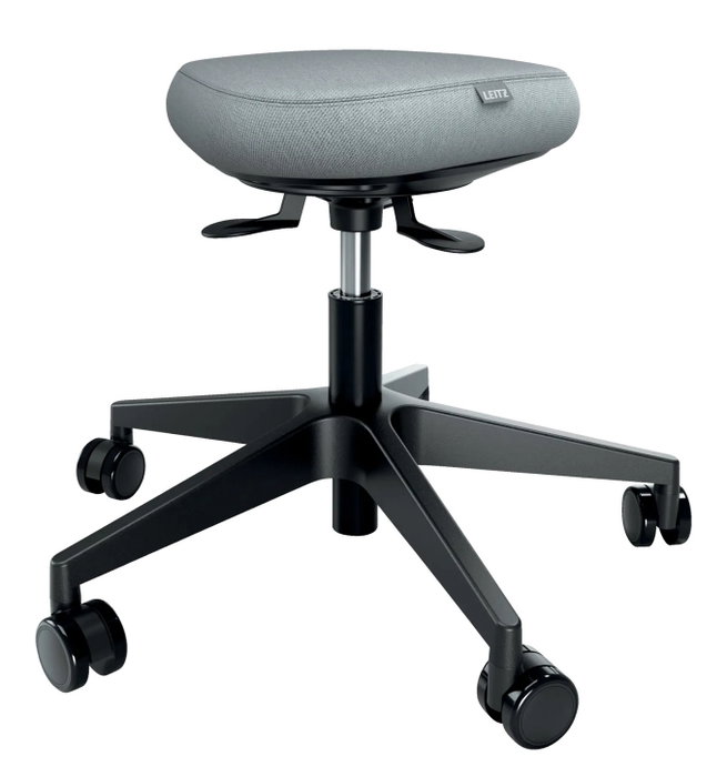 LEITZ Ergo Active Taburete con Asiento Acolchado Gris y Base Negra