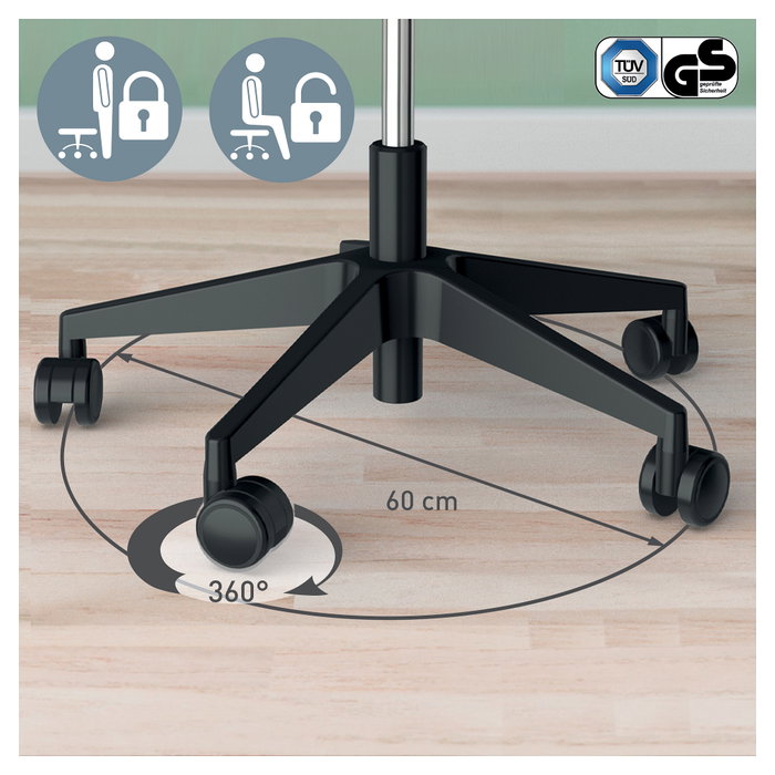 LEITZ Ergo Active Taburete con Asiento de Espuma y Ruedas, Gris Oscuro