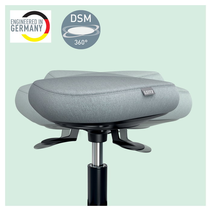LEITZ Ergo Active Taburete con Asiento de Espuma y Ruedas, Gris Oscuro