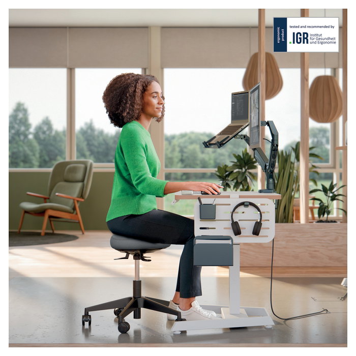 LEITZ Ergo Active Taburete con Asiento de Espuma y Ruedas, Gris Oscuro