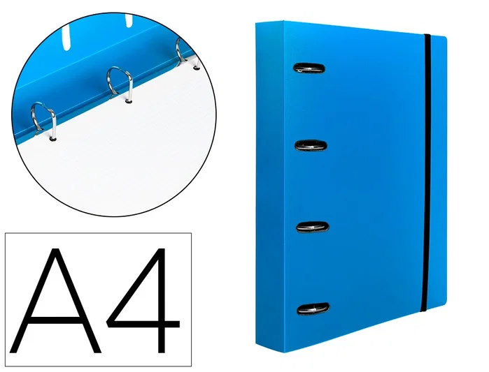 Liderpapel Carpeta con 4 Anillas Mixtas 25mm Azul con Recambio A4 Cuadriculado Liderpapel Carpeta con 4 Anillas Mixtas 25mm Azul con Recambio A4 Cuadriculado