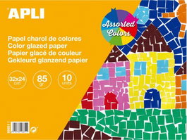 APLI PAPER Bloc de Manualidades de Charol, 10 Hojas Colores Surtidos, 32x24cm