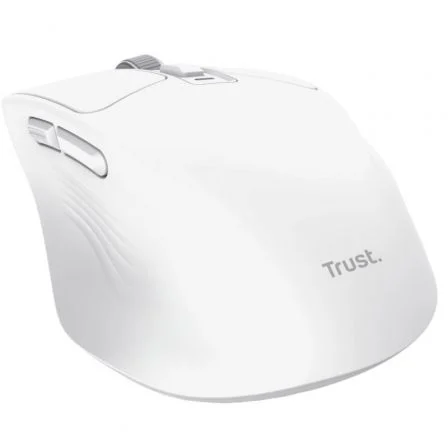 Trust Mouse Inalámbrico Bluetooth/2.4GHz, 7 Botones, 800-3200 DPI Ajustable, Recargable, Color Blanco