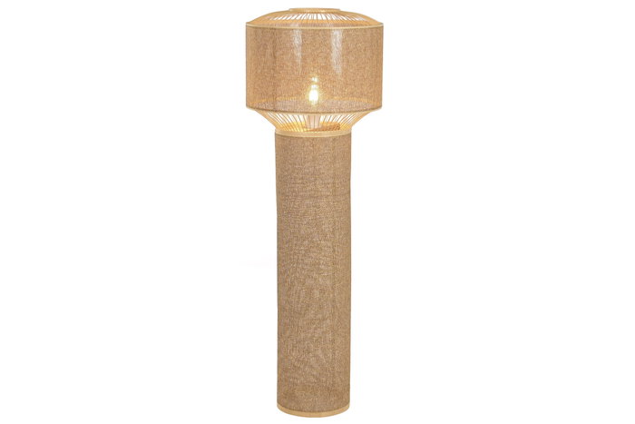 DKD Home Decor Lampara Pie Urban Bambu Ratan Marron 46x46x140 cm E27 50W 220V