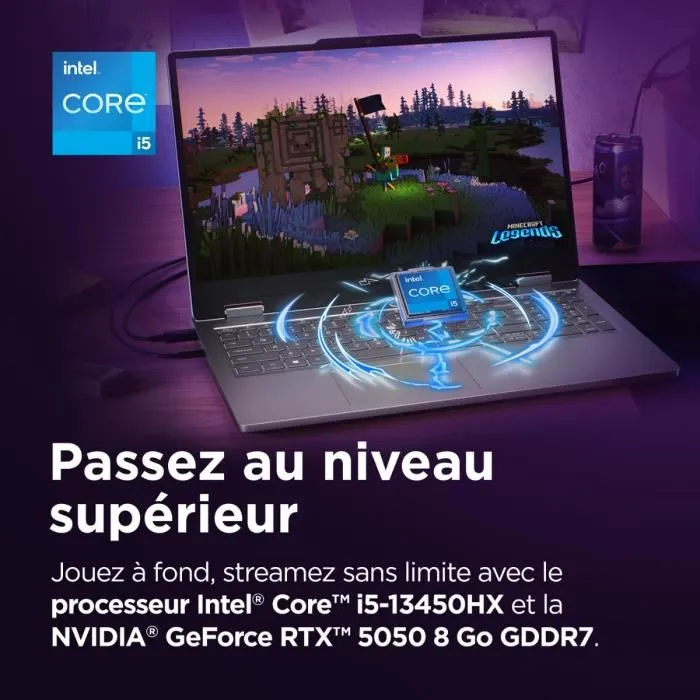 Lenovo 83SC001HFR Portátil para Juegos LOQ Essential 15IRX11 Pantalla FHD 15.6" 144 Hz Intel Core i5-13450HX RTX 5050 16 GB RAM SSD 512 GB