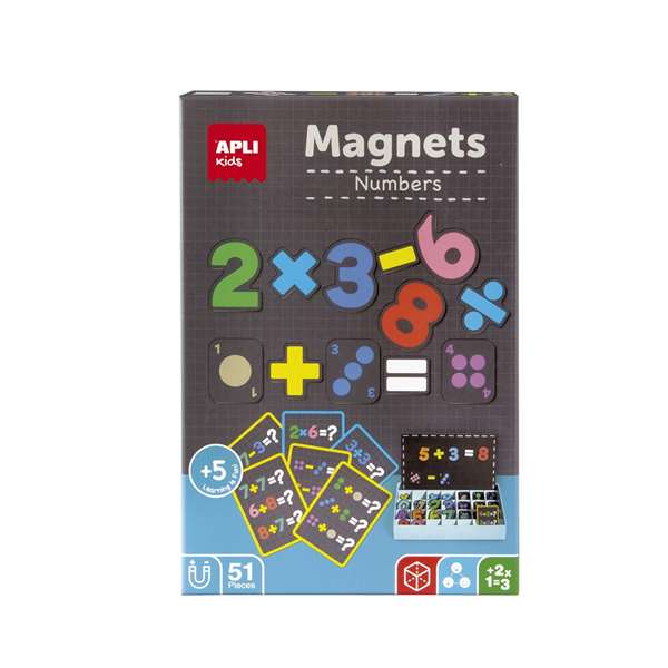 Apli Juego Magnético Números para Iniciarse en Matemáticas, 51 Imanes y Símbolos, 21x5.5x31 cm