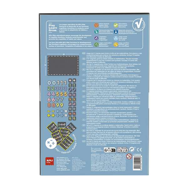 Apli Juego Magnético Números para Iniciarse en Matemáticas, 51 Imanes y Símbolos, 21x5.5x31 cm