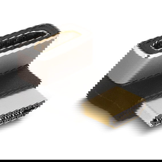 DeLOCK Adaptador HDMI Macho a Hembra 90° Acodado Hacia Abajo 8K 60 Hz - Gris Metal