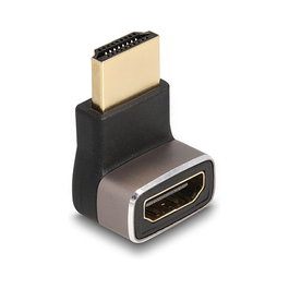 DeLOCK Adaptador HDMI Macho a Hembra 90° Acodado Hacia Abajo 8K 60 Hz - Gris Metal