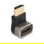 DeLOCK Adaptador HDMI Macho a Hembra 90° Acodado Hacia Abajo 8K 60 Hz - Gris Metal