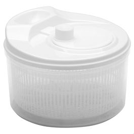 Easy Make Centrifugadora de Ensalada con Bol Transparente y Tapa Blanca, Escurre Lechugas Delicadamente