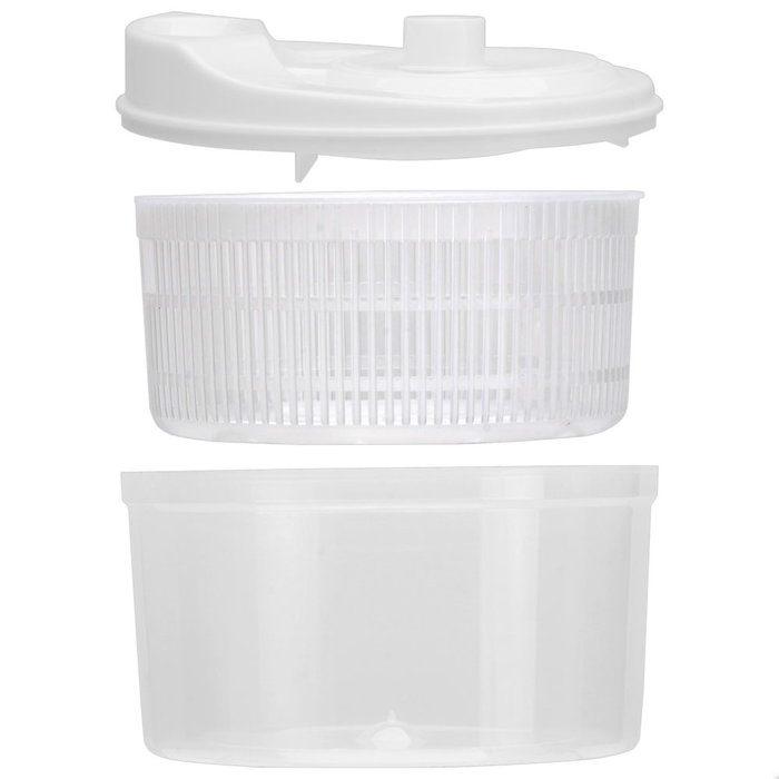Easy Make Centrifugadora de Ensalada con Bol Transparente y Tapa Blanca, Escurre Lechugas Delicadamente