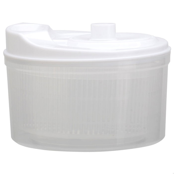 Easy Make Centrifugadora de Ensalada con Bol Transparente y Tapa Blanca, Escurre Lechugas Delicadamente
