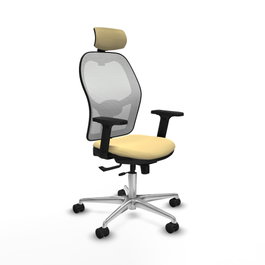 PIQUERAS Y CRESPO Silla de oficina Jorquera con mecanismo Sincro/Traslack en Crema y Blanco