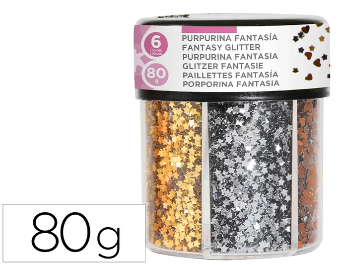 Liderpapel Purpurina de fantasía corazones y estrellas oro y plata Liderpapel Purpurina de fantasía corazones y estrellas oro y plata