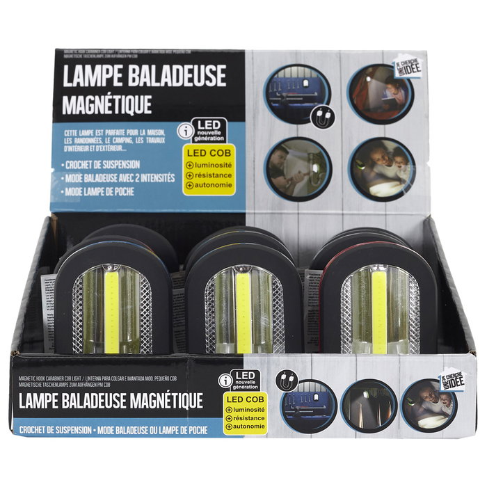 Lámpara con Gancho LED COB Je cherche une Idee, Portátil, Multifuncional, Hogar, Senderismo, Camping, 2 Intensidades de Luz