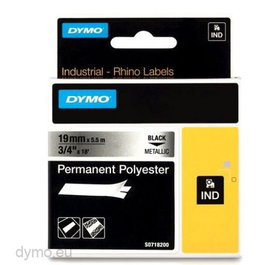 Dymo Cinta de Etiquetas Industrial ID1-19 Negro sobre Plata Metálica 19mm x 5.5m