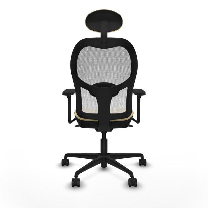 PIQUERAS Y CRESPO Silla de oficina Jorquera con mecanismo Sincro, Similpiel Crema y Malla Blanco