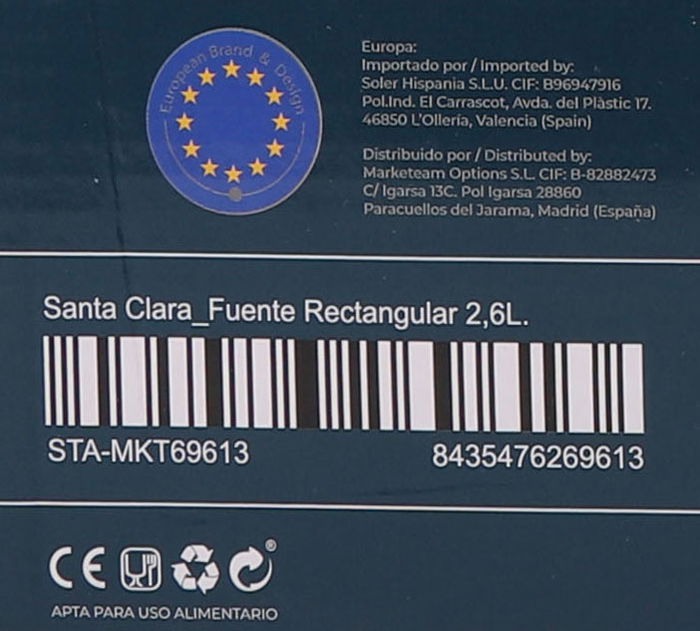 Inde Fuente Rectangular Horno Borosilicato 2.6L 22.5x35x5 cm (2 Unidades)