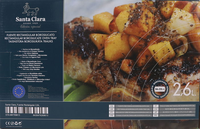 Inde Fuente Rectangular Horno Borosilicato 2.6L 22.5x35x5 cm (2 Unidades)