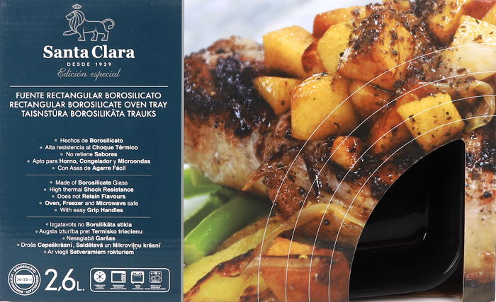 Inde Fuente Rectangular Horno Borosilicato 2.6L 22.5x35x5 cm (2 Unidades)