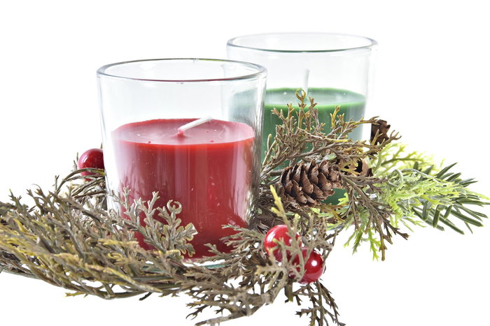 DKD Home Decor Vela Navidad Tradicional Verde Rojo Set de 2 Piezas 5.5 x 5.5 x 6 cm Cristal Cera Parafina DKD Home Decor Vela Navidad Tradicional Verde Rojo Set de 2 Piezas 5.5 x 5.5 x 6 cm Cristal Cera Parafina