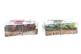 DKD Home Decor Set de 2 Velas de Cristal Verde y Rojo 120g