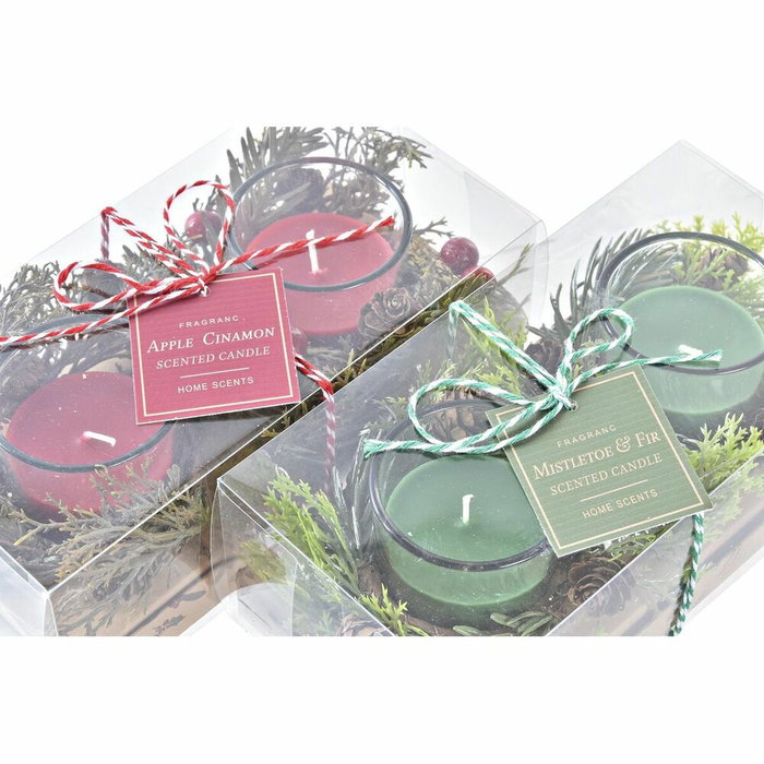DKD Home Decor Set de 2 Velas de Cristal Verde y Rojo 120g DKD Home Decor Set de 2 Velas de Cristal Verde y Rojo 120g